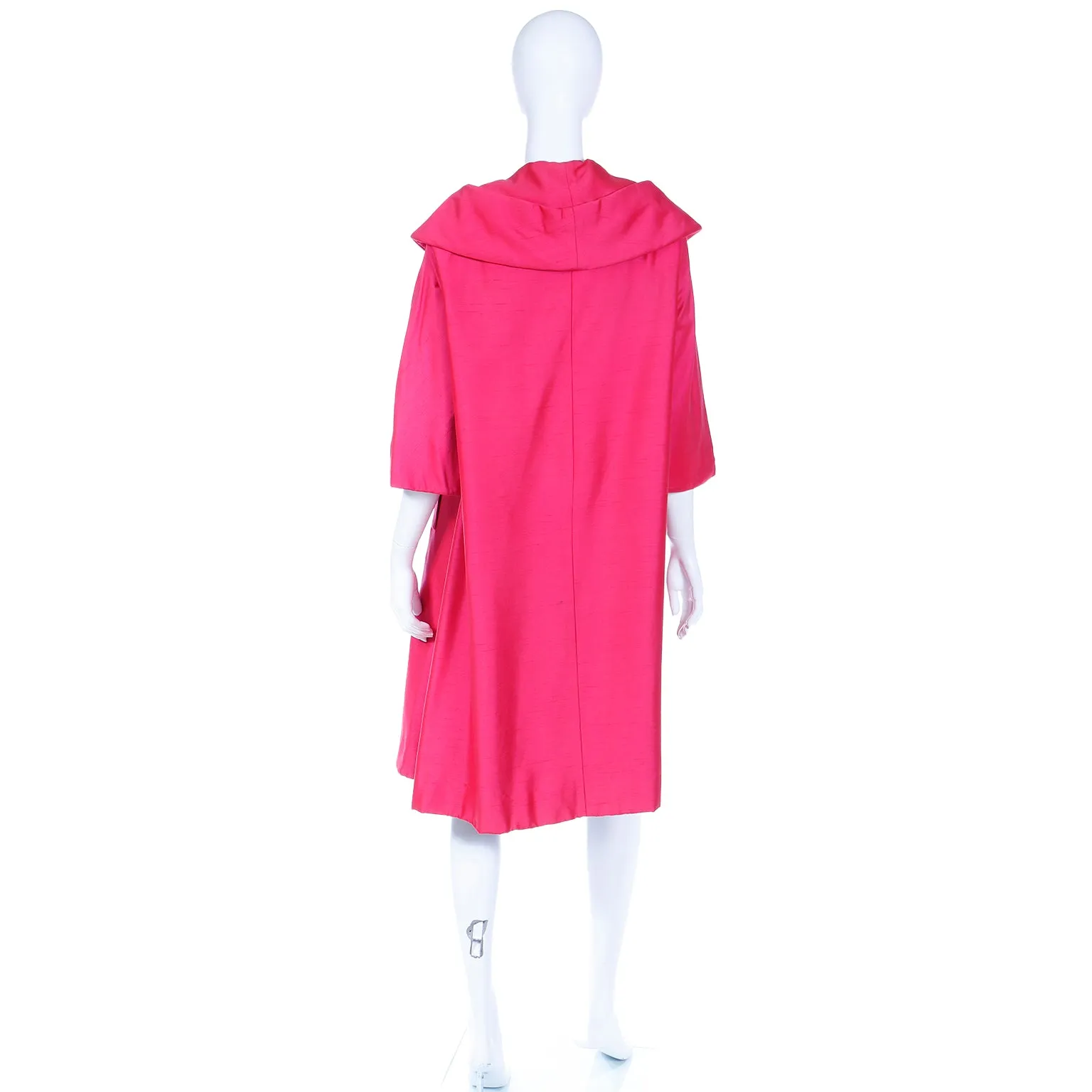 1950s Bullocks Vintage Bright Pink Silk Evening Coat