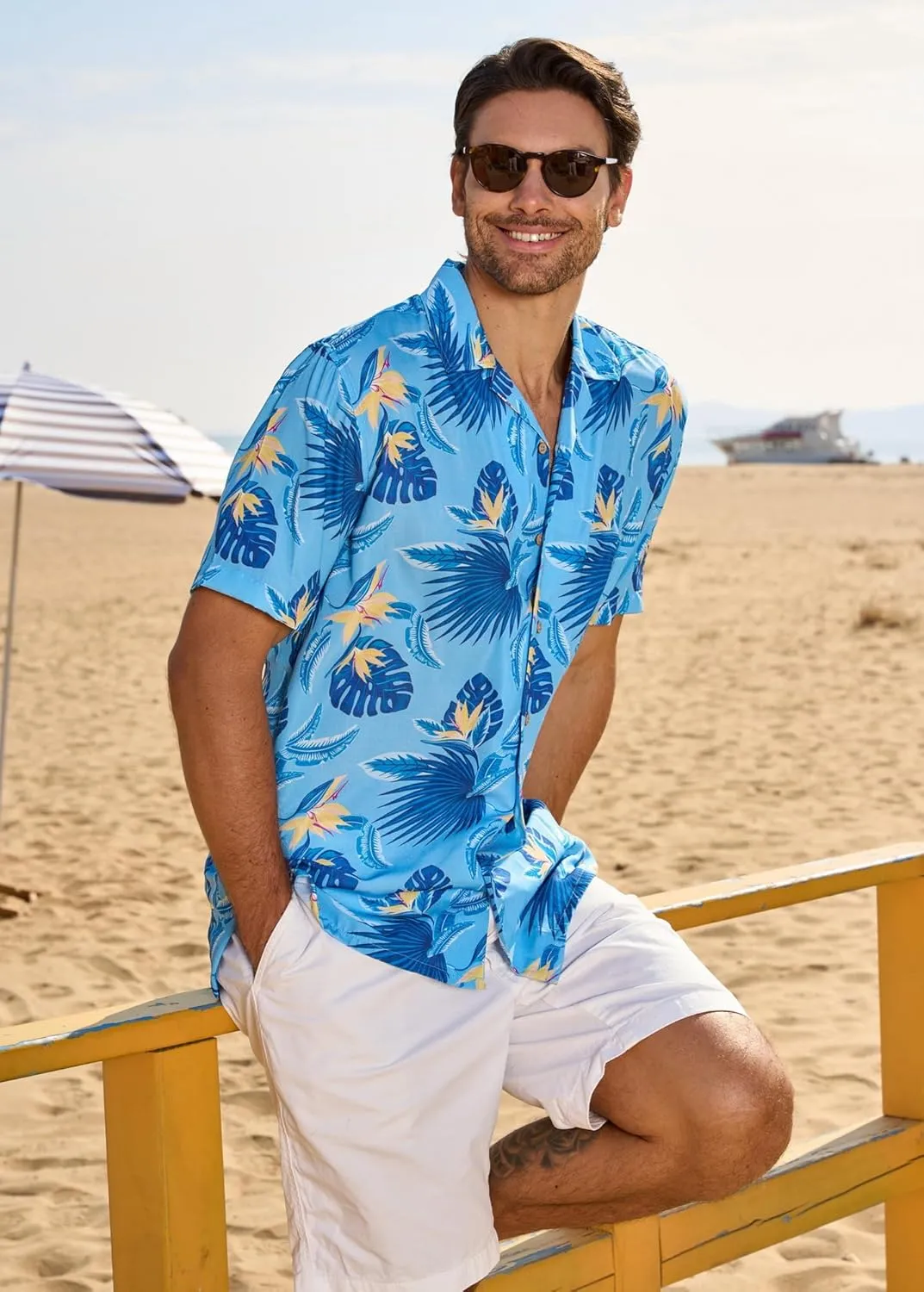 Alex Vando Mens Hawaiian Shirts Short Sleeve Summer Aloha Hawaii Shirts