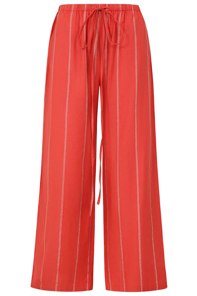 ALICE COLLINS Stripe Wide Leg Trousers Red