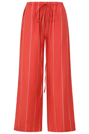 ALICE COLLINS Stripe Wide Leg Trousers Red