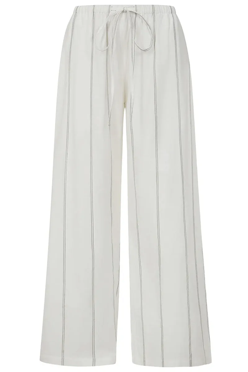 ALICE COLLINS Stripe Wide Leg Trousers White/Grey
