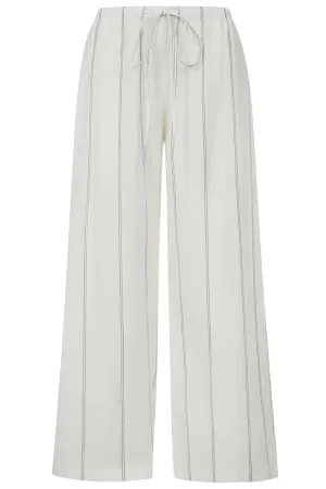 ALICE COLLINS Stripe Wide Leg Trousers White/Grey