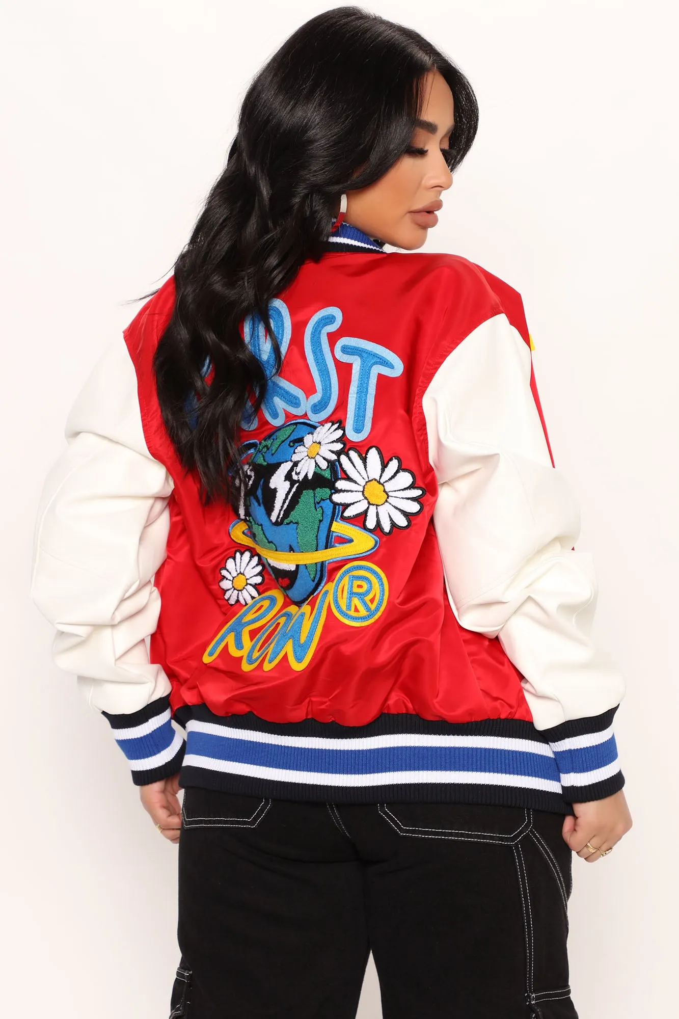 Always First Varsity Jacket - Red/combo
