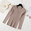 Amy Fashion - Button V Neck Basic Slim Tops