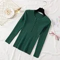 Amy Fashion - Button V Neck Basic Slim Tops