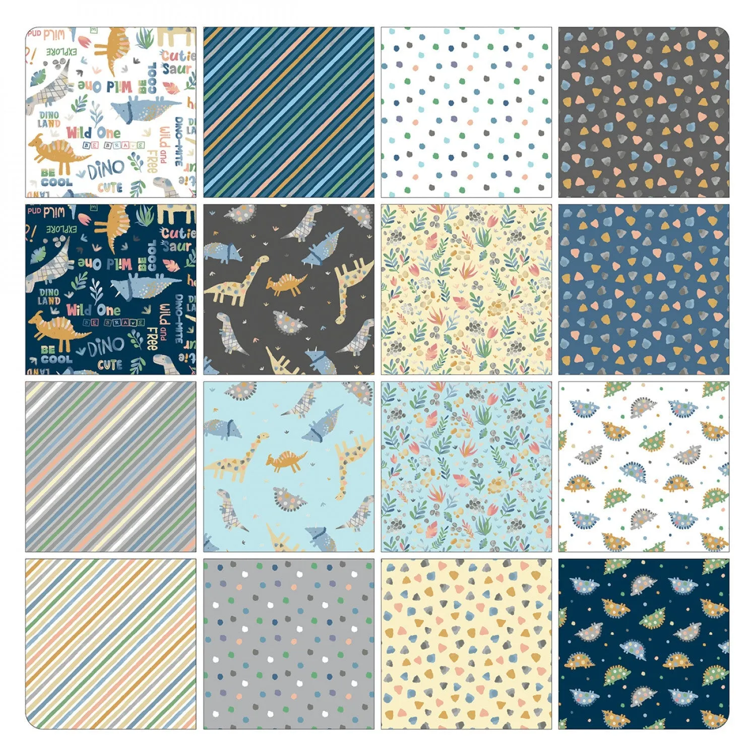 Baby Dino Comfort Flannel Fat Quarter Bundle (16pcs) from Benartex