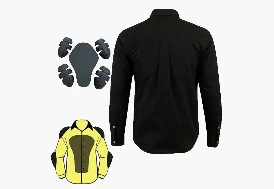 BGA Tracer Men Protective Motorcycle Flannel Shirts Solid Black