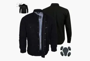 BGA Tracer Men Protective Motorcycle Flannel Shirts Solid Black