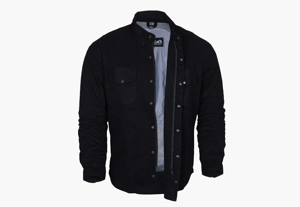 BGA Tracer Men Protective Motorcycle Flannel Shirts Solid Black