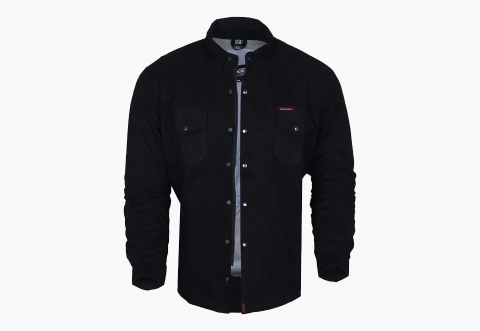 BGA Tracer Men Protective Motorcycle Flannel Shirts Solid Black