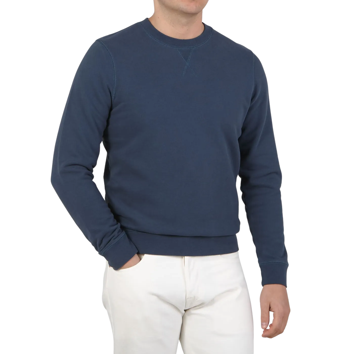 Blue Stone Cotton Loopback Sweater