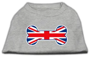 Bone Shaped United Kingdom (Union Jack) Flag Screen Print Shirts Grey M (12)