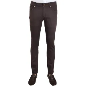 Brown Stretch Cotton Five Pocket Trousers