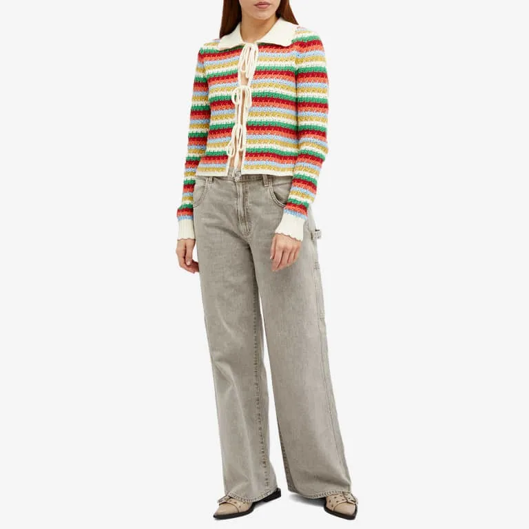 Cardigan KITRI Evie Multi Striped Crochet Knit, multicolor