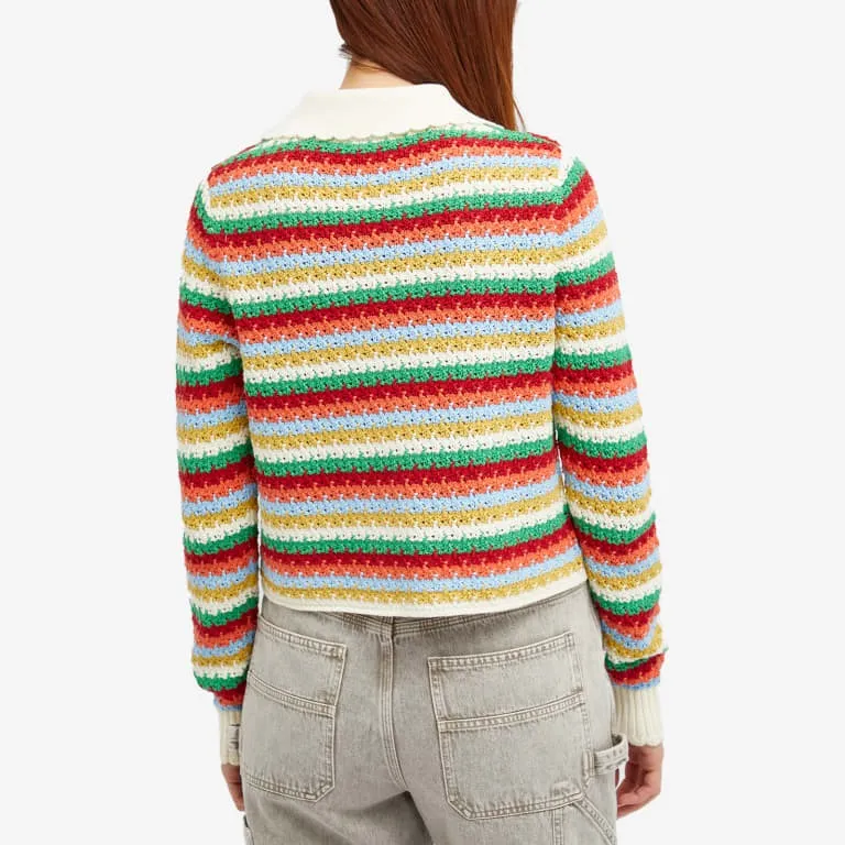 Cardigan KITRI Evie Multi Striped Crochet Knit, multicolor