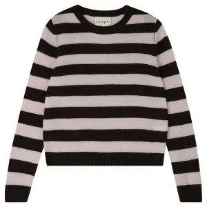 Cashmere Stripe Crew in Bitter and Fog