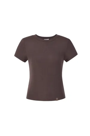 Chocolate Brown Silk Blend T-Shirt