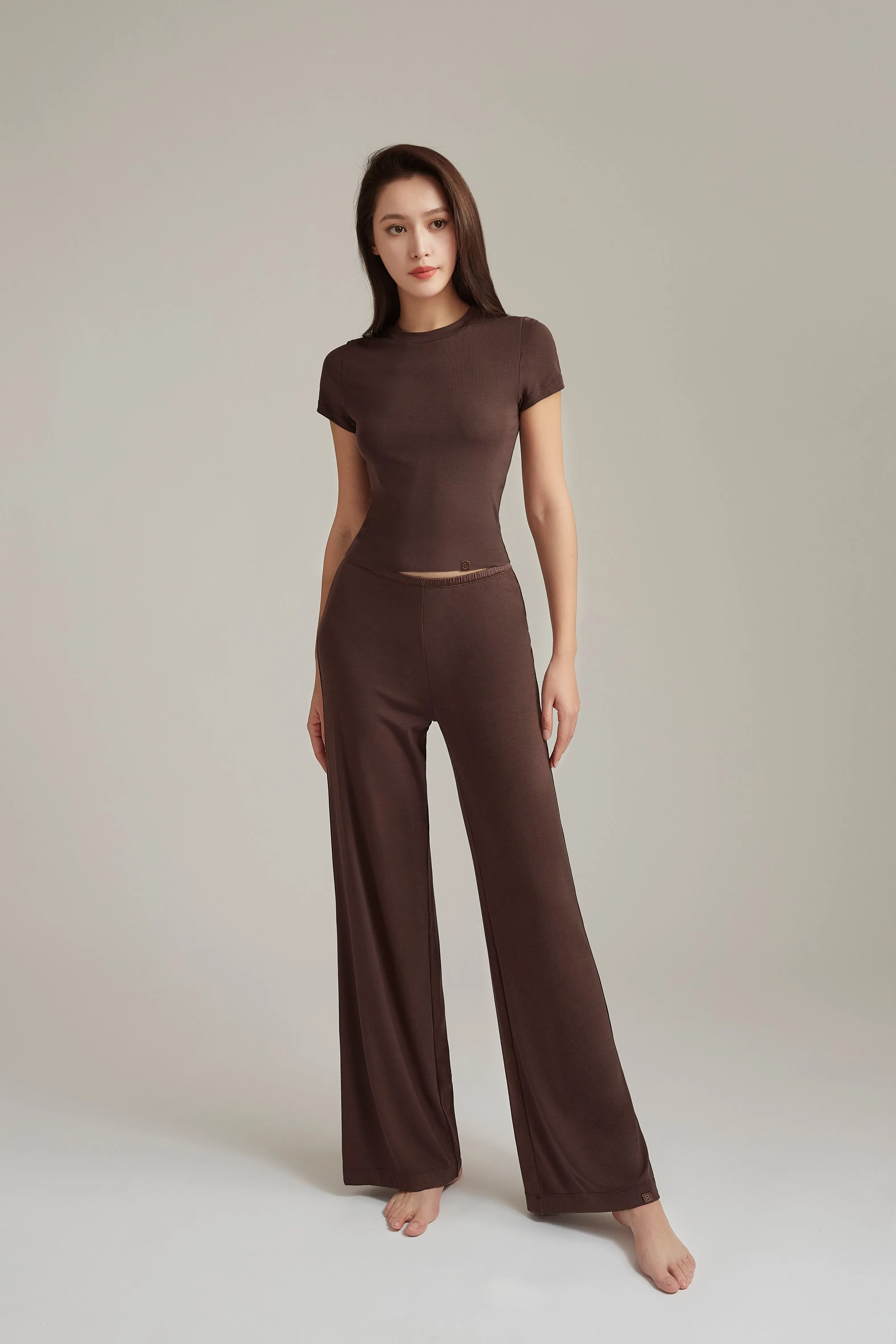 Chocolate Brown Silk Blend T-Shirt