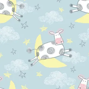 Comfy Flannel  -  Cow jumping over the moon on blue N13877-BLUE