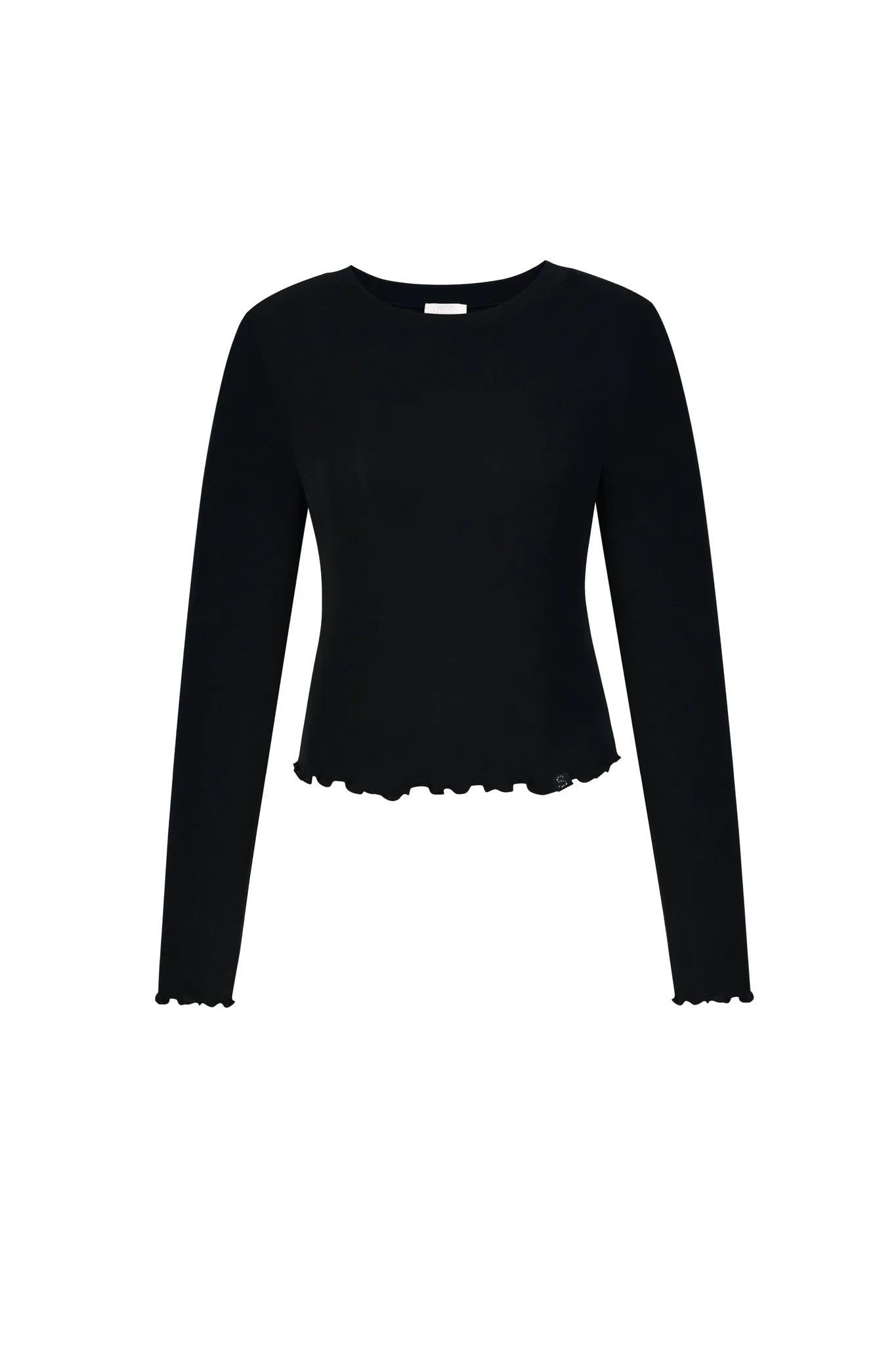 Crystal Black Long Sleeve Silk Blend Top