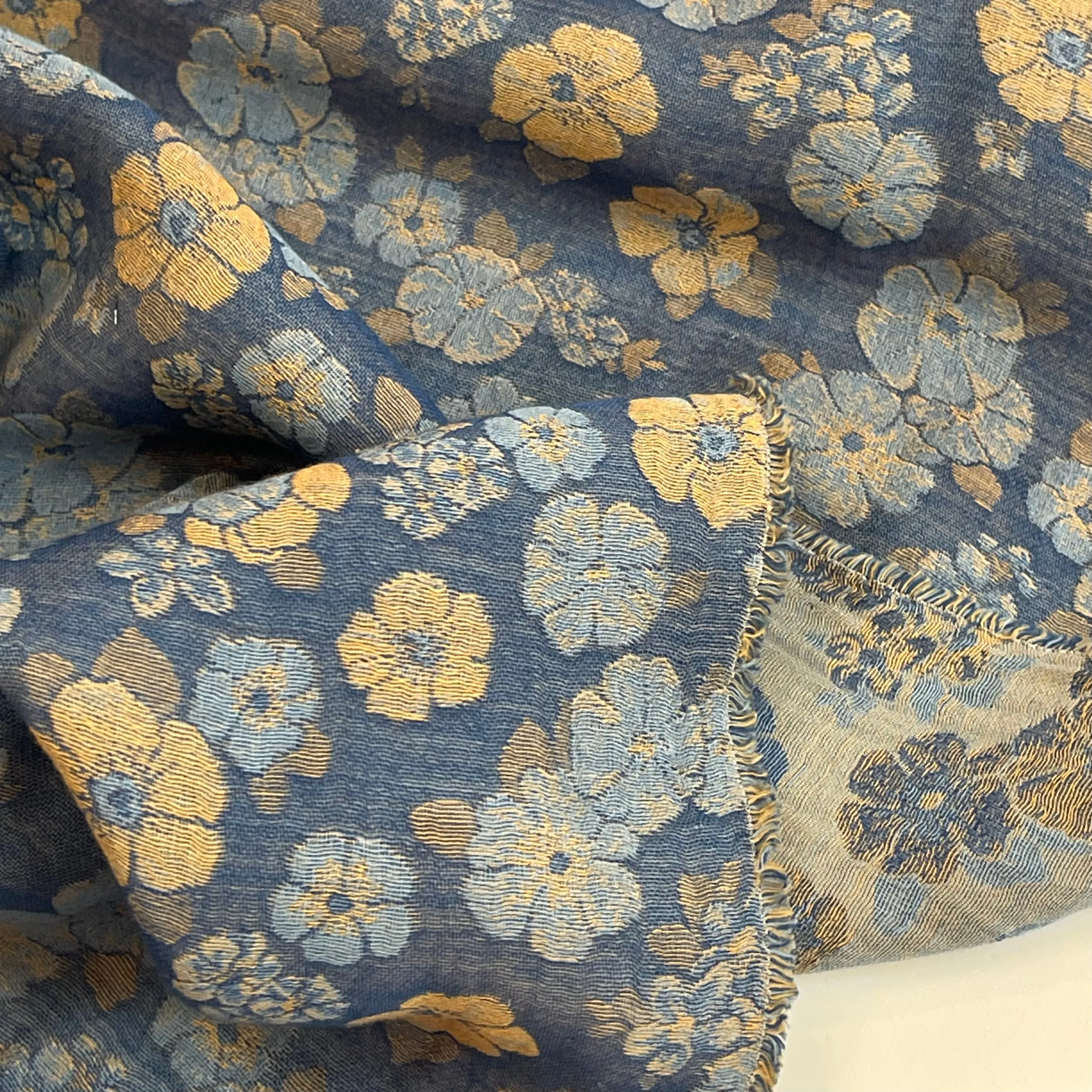 Denim Blue Bloom Jacquard