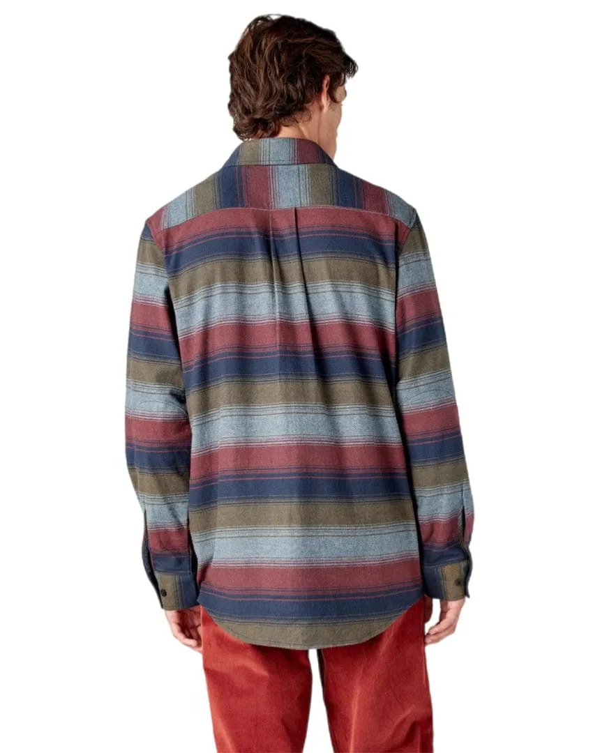 Dickies Regular Fit Long Sleeve Flannel - Brick / Olive Blanket Stripe