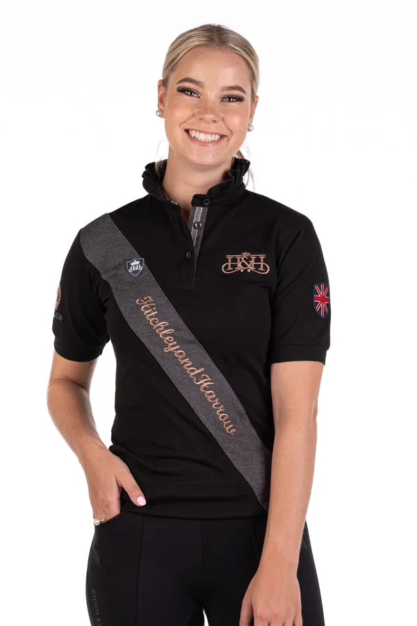 Equestrian Collection - Sash Fitted Polo - EE01-18 Black W/ Rose gold