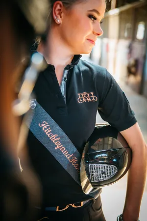 Equestrian Collection - Sash Fitted Polo - EE01-18 Black W/ Rose gold