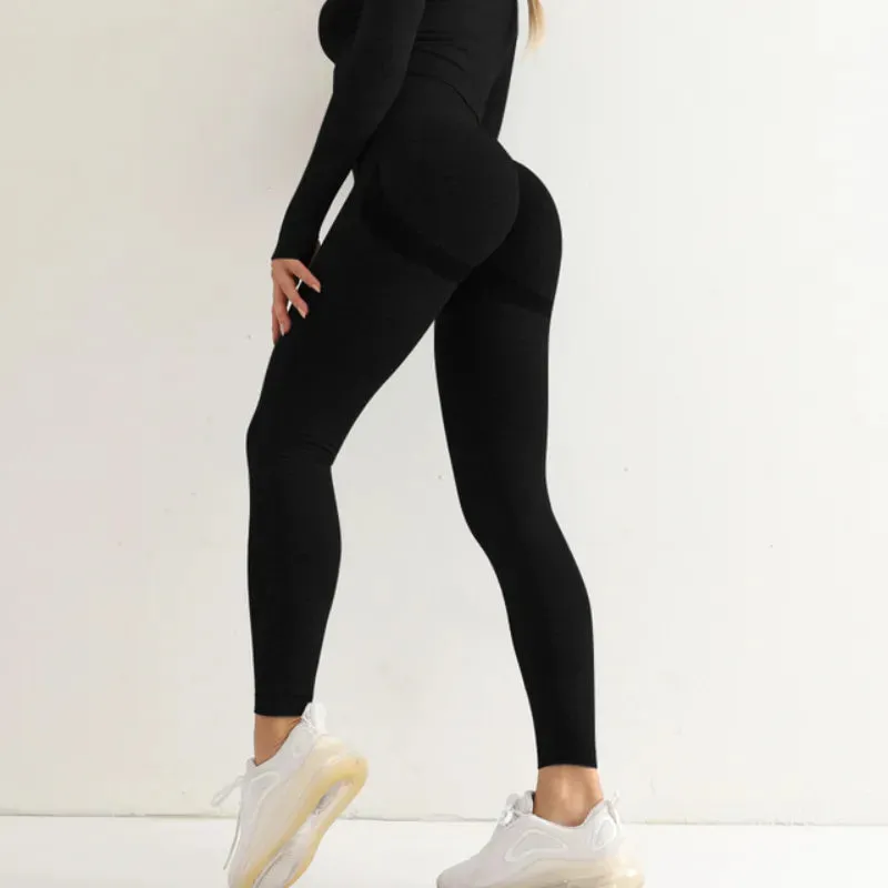 Fitness Seamless Leggings, High Waist Elastic, Push Up Slim Tights