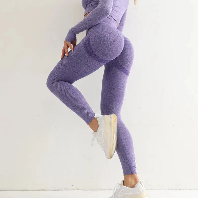 Fitness Seamless Leggings, High Waist Elastic, Push Up Slim Tights