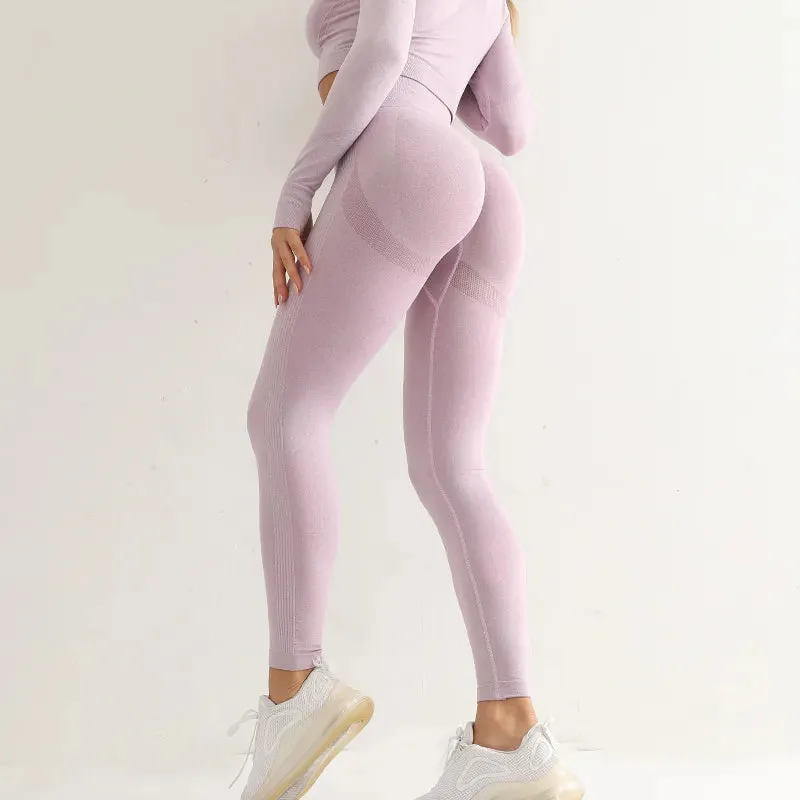 Fitness Seamless Leggings, High Waist Elastic, Push Up Slim Tights