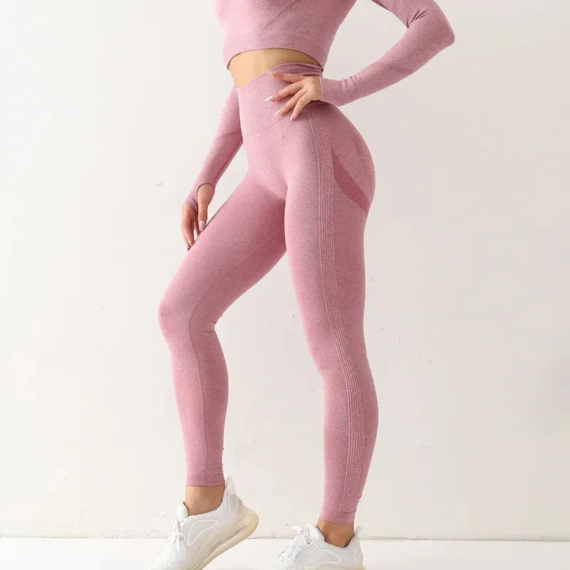 Fitness Seamless Leggings, High Waist Elastic, Push Up Slim Tights