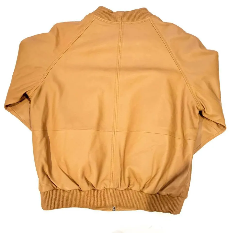 G-Gator Tan Leather Lambskin Varsity Jacket