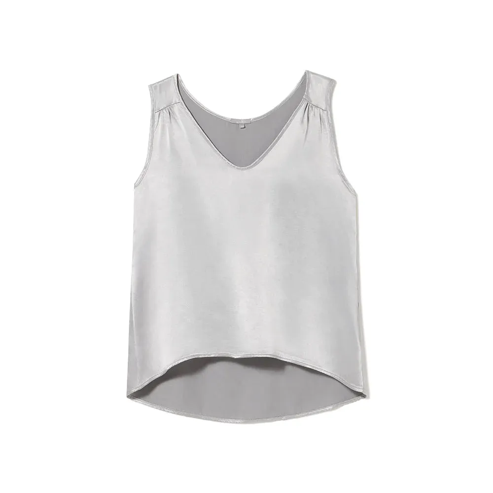 Jill V Neck Top - Dark Silver