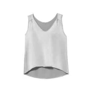 Jill V Neck Top - Dark Silver