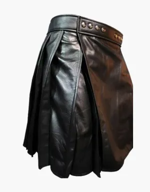 KILT IN BLACK LEATHER FOR MEN