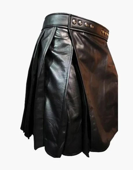 KILT IN BLACK LEATHER FOR MEN