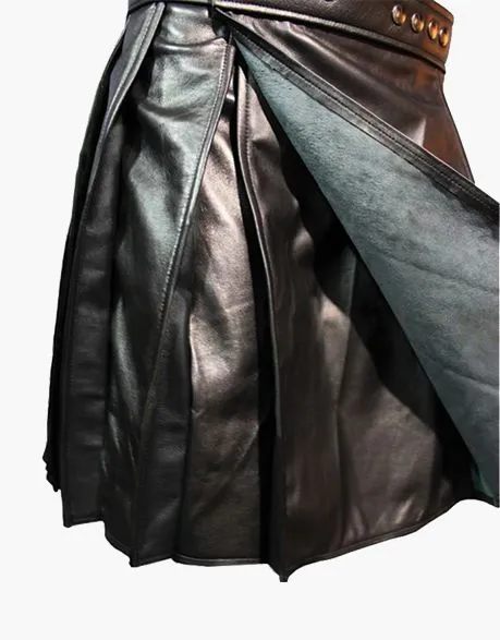KILT IN BLACK LEATHER FOR MEN