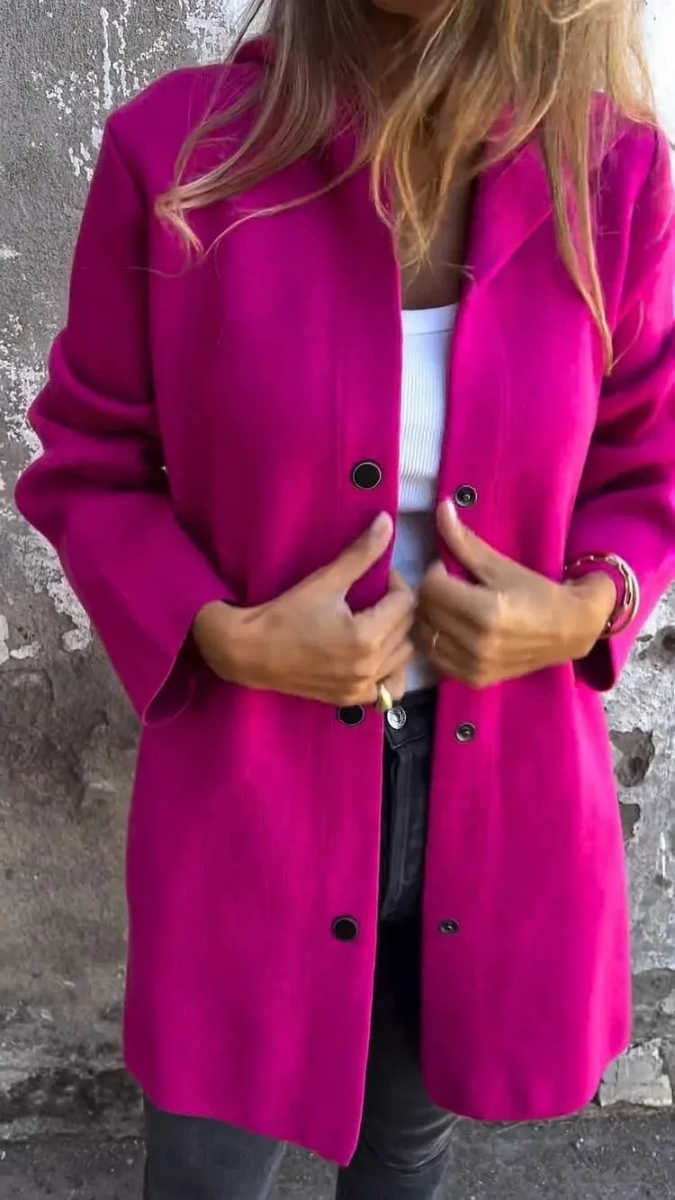 Kubbon Women's Wool Blend Trench Coat Casual Single Breasted Hooded Jacket Lightweight Lapel Long Sleeve Overcoat with Pocket