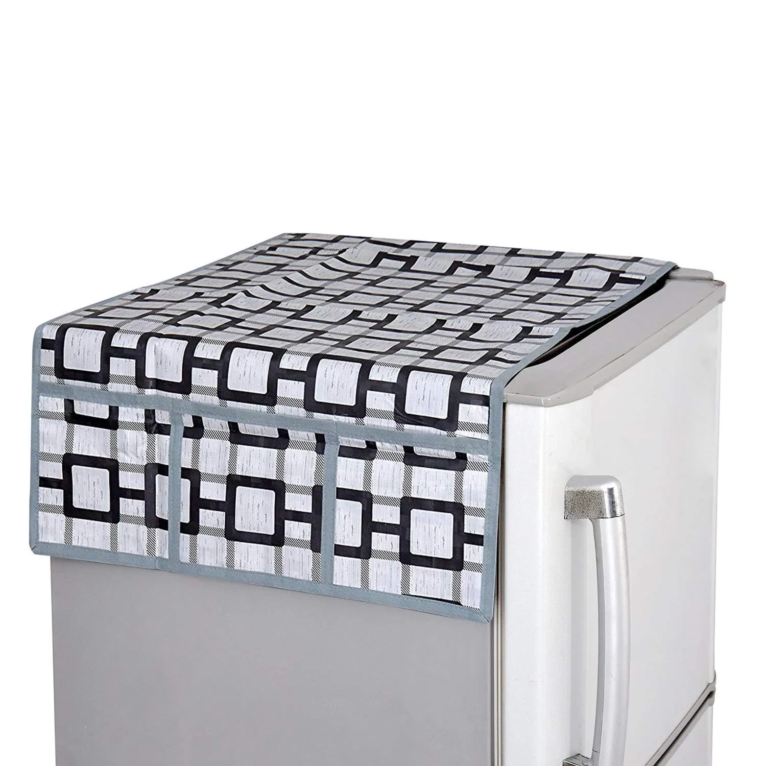 Kuber Industries Birds Design Combo of PVC 3 Pieces Fridge Mats, 1 Piece Handle Cover and 1 Piece Fridge Top Cover (Grey)-CTKTC28847