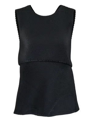 Leather Like Pleats Pleated Top
