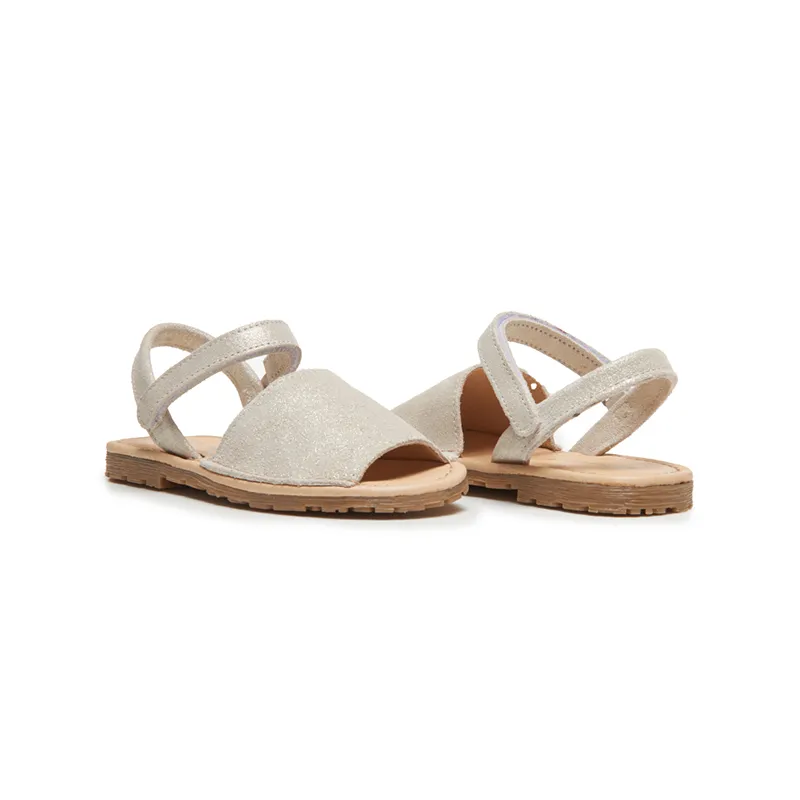 Leather Sandals in Nude Shimmer by childrenchic
