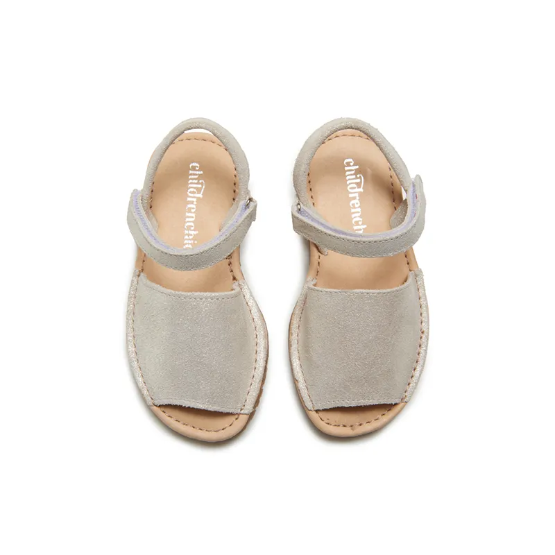 Leather Sandals in Nude Shimmer by childrenchic