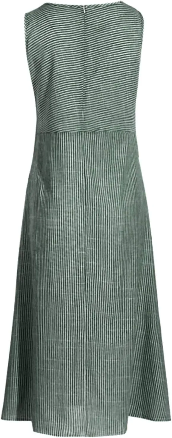 Linen Dress for Women 2025 Summer Sleeveless Maxi Dress Business Sundresses Vacation Dresses Long Dresses with Pockect