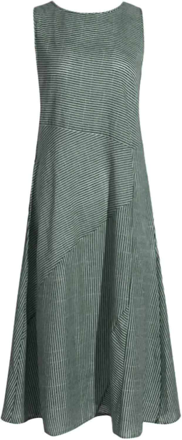 Linen Dress for Women 2025 Summer Sleeveless Maxi Dress Business Sundresses Vacation Dresses Long Dresses with Pockect