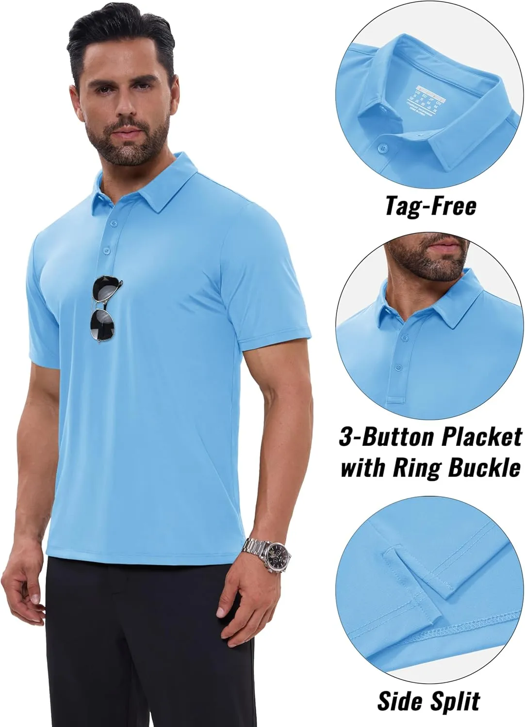 MAGCOMSEN Men's Polo Shirts Short Sleeve Dry Fit Golf Shirts Moisture Wicking Performance Athletic Casual Collared Shirt