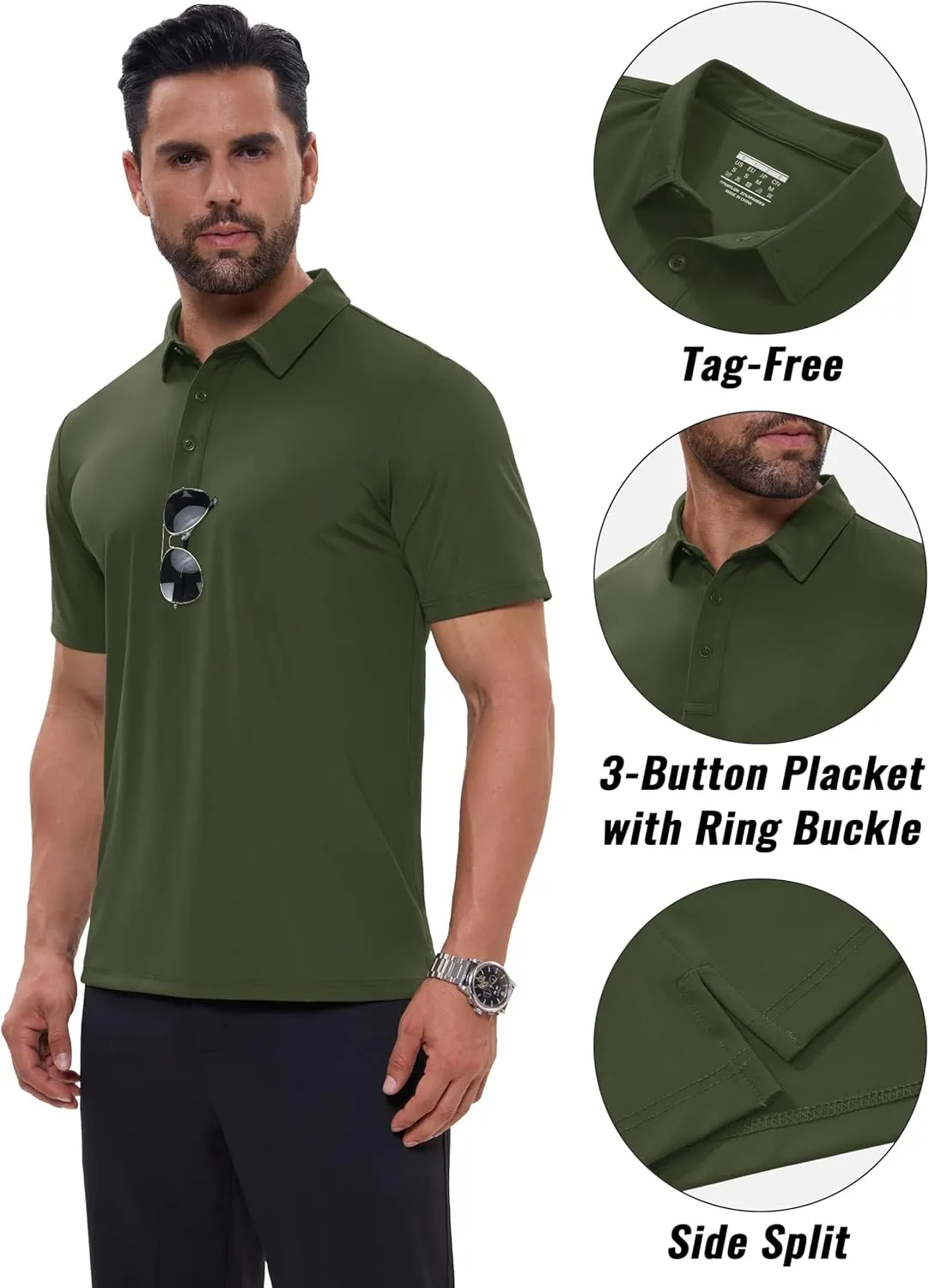 MAGCOMSEN Men's Polo Shirts Short Sleeve Dry Fit Golf Shirts Moisture Wicking Performance Athletic Casual Collared Shirt