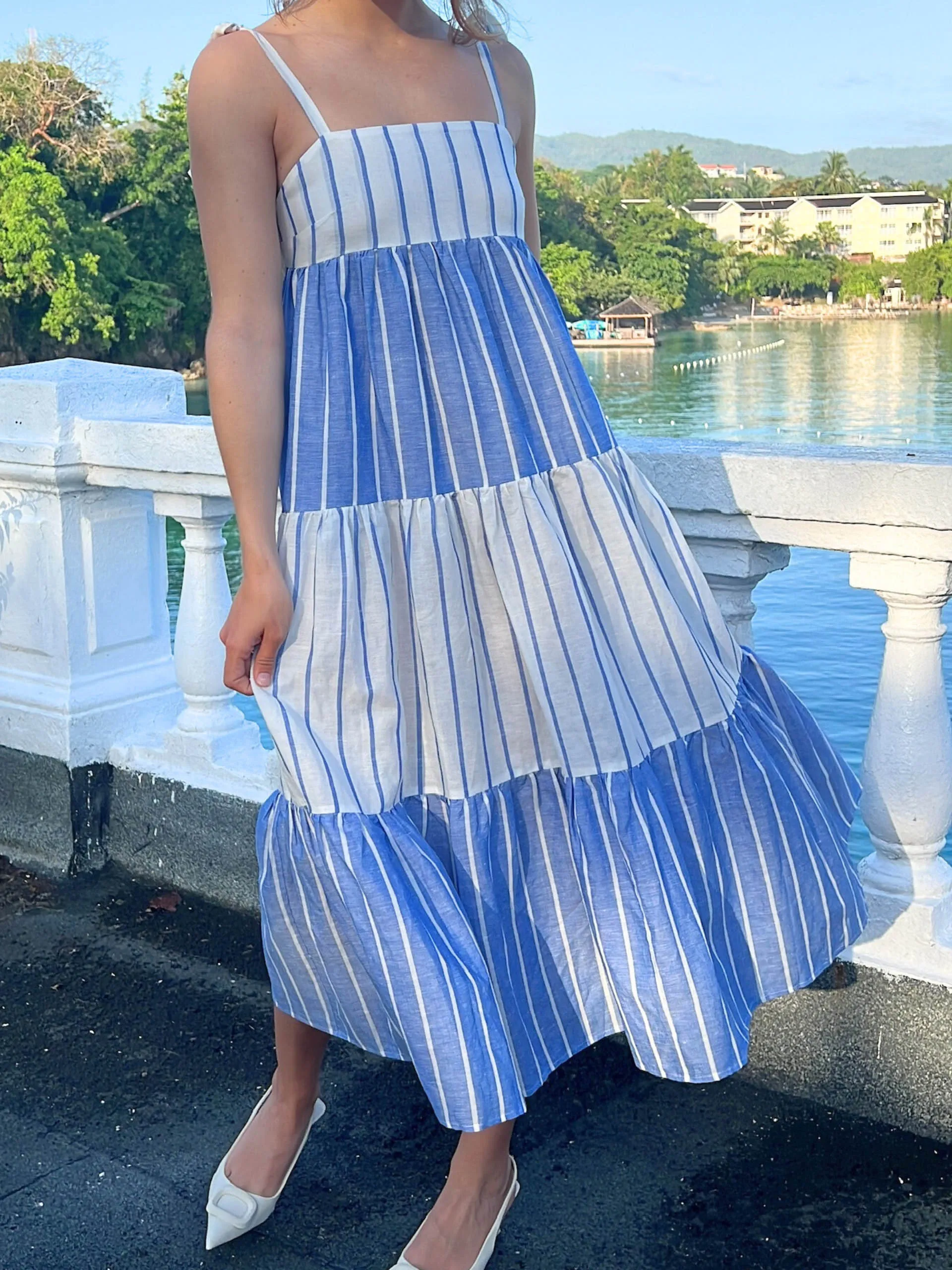Maxi Laura dress in pinstripe