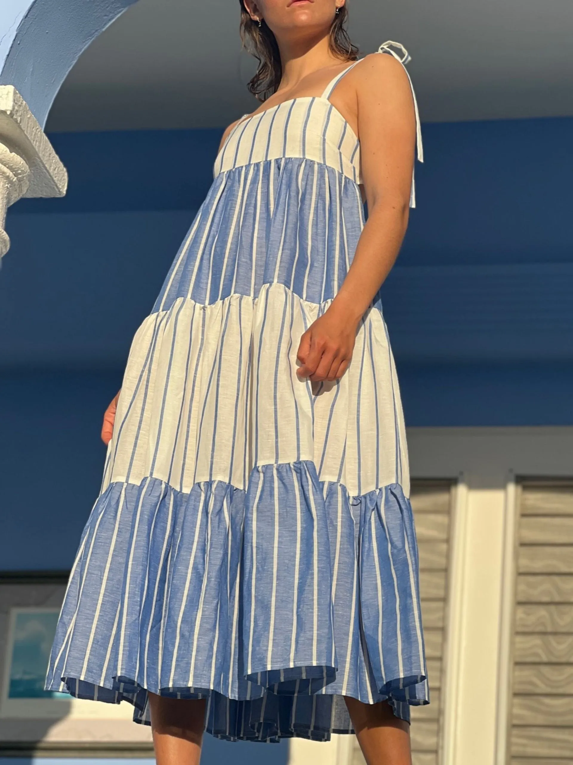 Maxi Laura dress in pinstripe