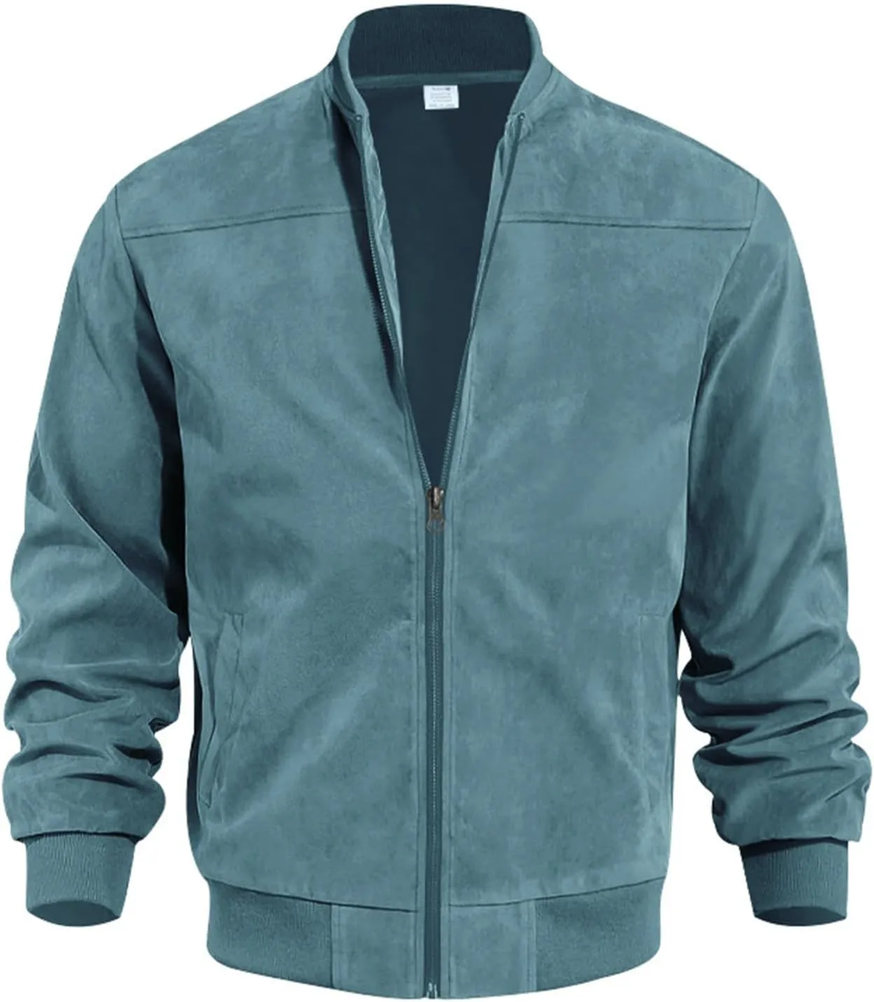 Mens Lightweight Jacket Flight Bomber Jacket Suede Full Zip Casual Softshell Jacket Outwear Pockets Thin Windbreaker